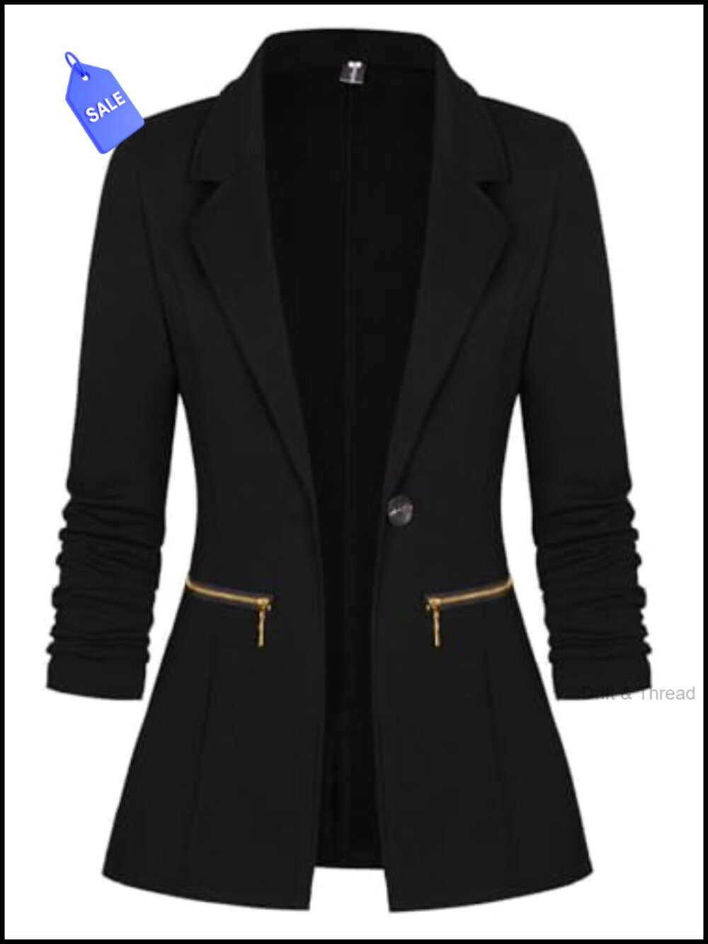 Women's Long Sleeve Stretch Blazer Casual Work Office Suit Jacket